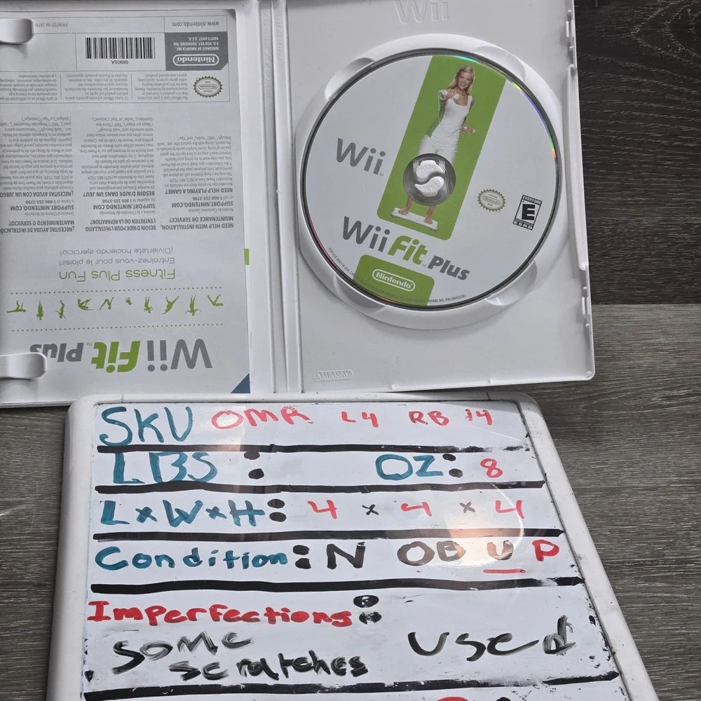 Nintendo Wii Fit Plus Game Disc Case Manual Complete RVL-RFPE-USZ CIB Tested